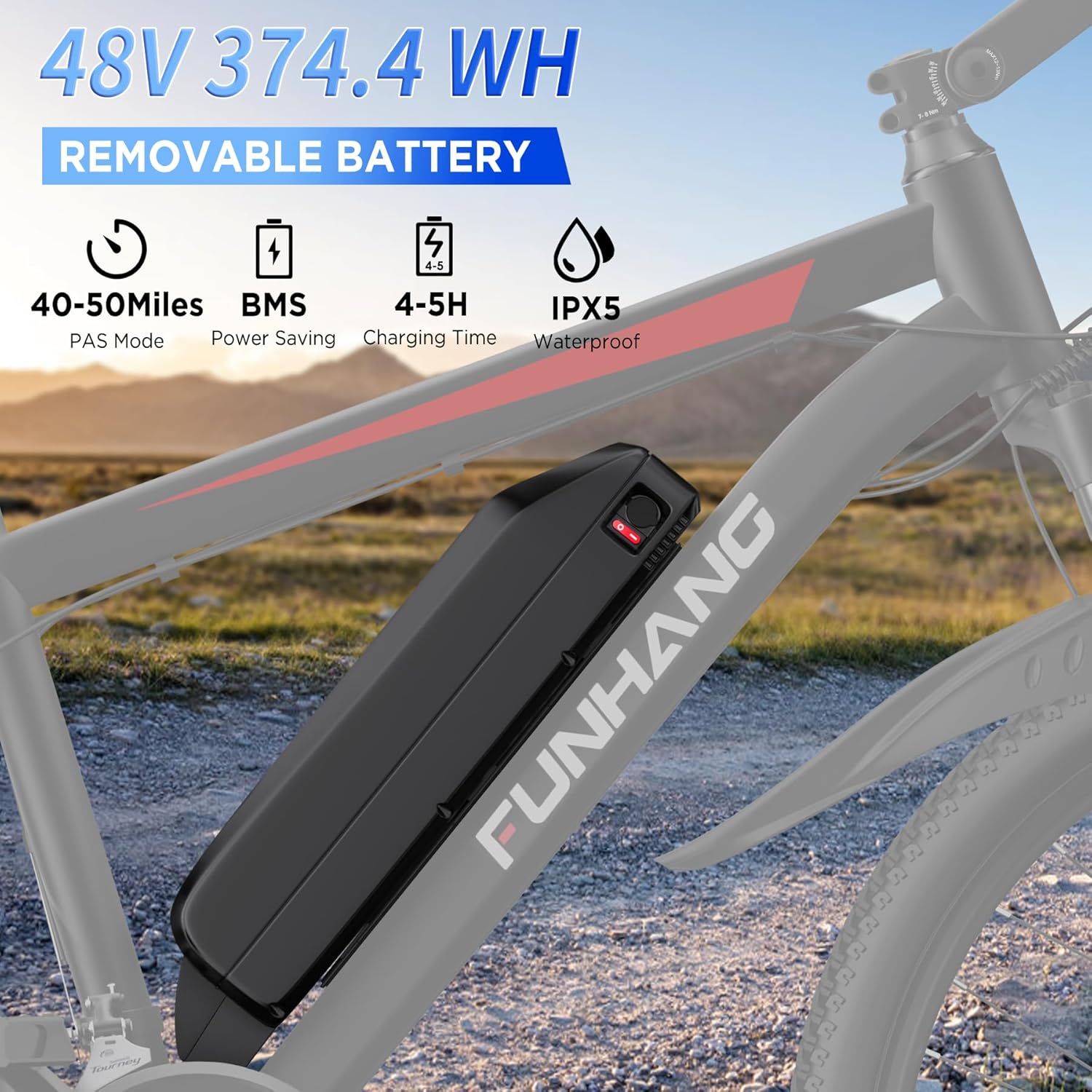 Funhang Electric Bike for Adults, 26'' 1000W Peak Ebike view 6