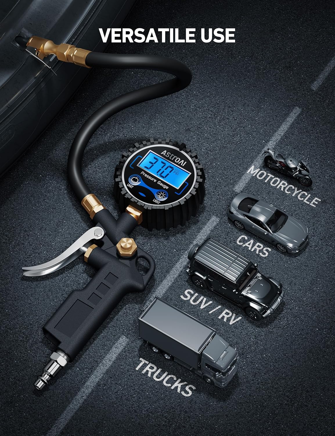 AstroAI Digital Tire Pressure Gauge with Inflator, 3-250 PSI view 4