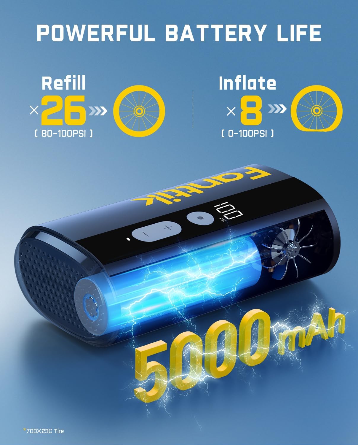 Fanttik X9 Ace Mini Tire Inflator - Bike Pump view 3