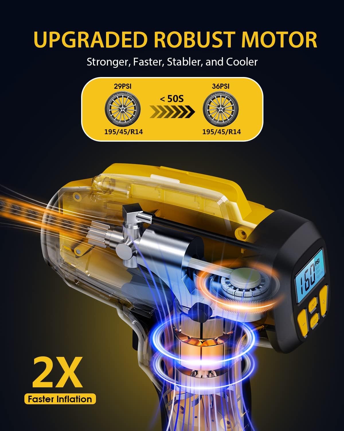 KeenPower C218Y Tire Inflator - Portable Air Compressor