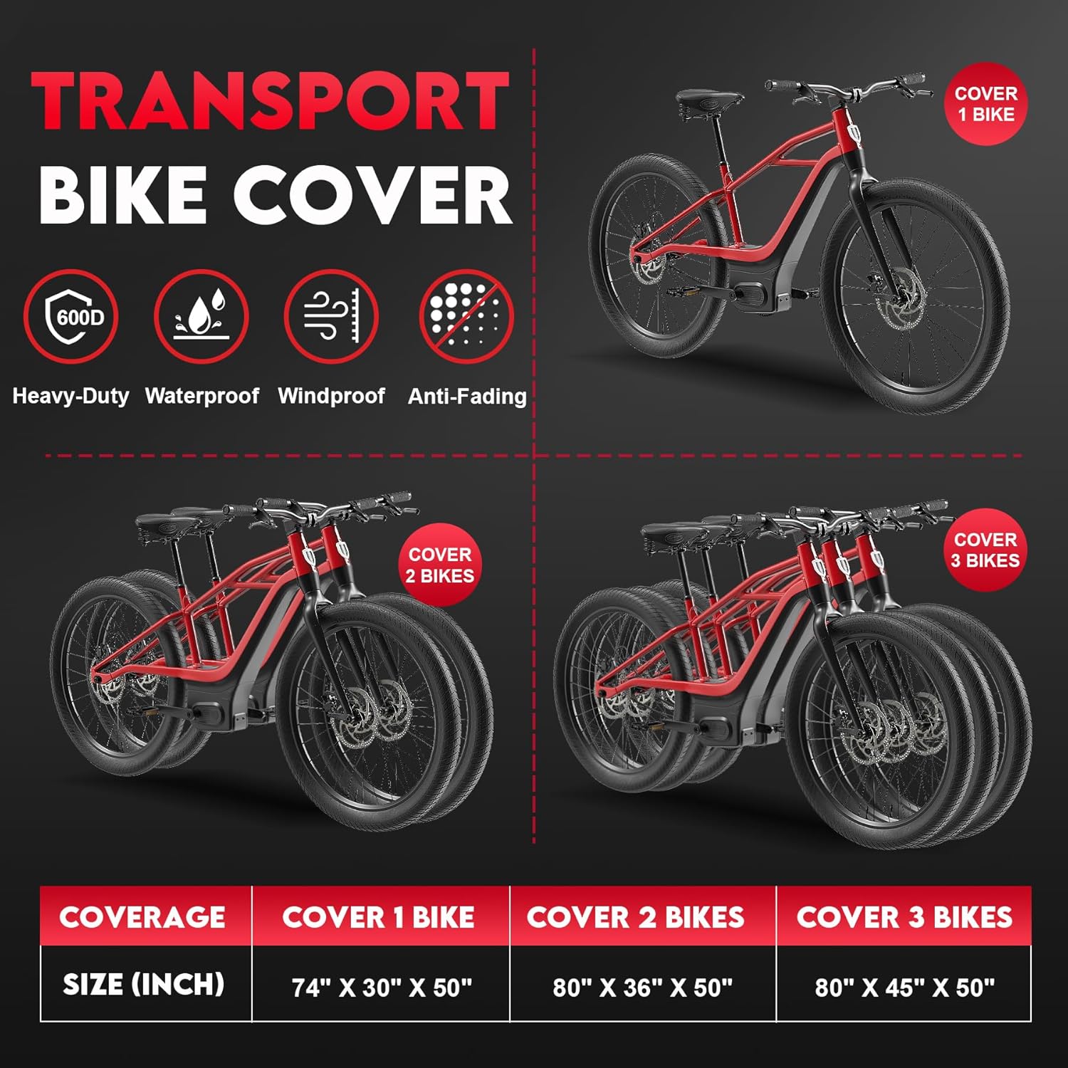 Zettum Waterproof Bike Cover – XL Size for 2 Bikes view 4